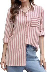 Stripe Shirt (Option: Brown-M)