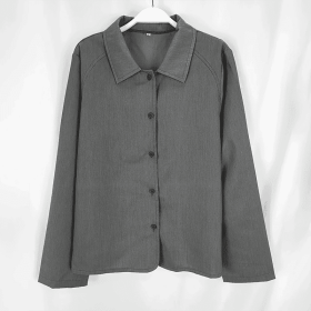 Women's Casual Long Sleeve Shirt - Solid Color Button-Down Shirt With Turn-Down Collar For Spring&Fall (Option: Gray-M)