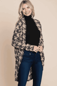 BOMBOM Houndstooth Open Front  Knit Cardigan (Option: Houndstooth-S)